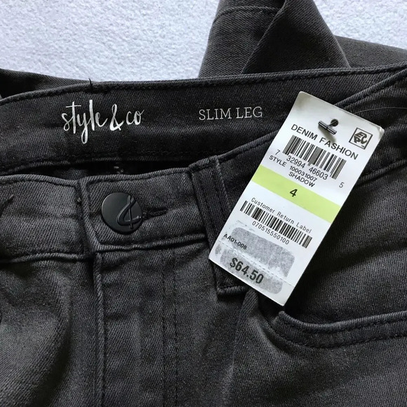Style & Co. NWT Dark Grey Slim Leg Jeans Women 4 - Picture 11 of 13